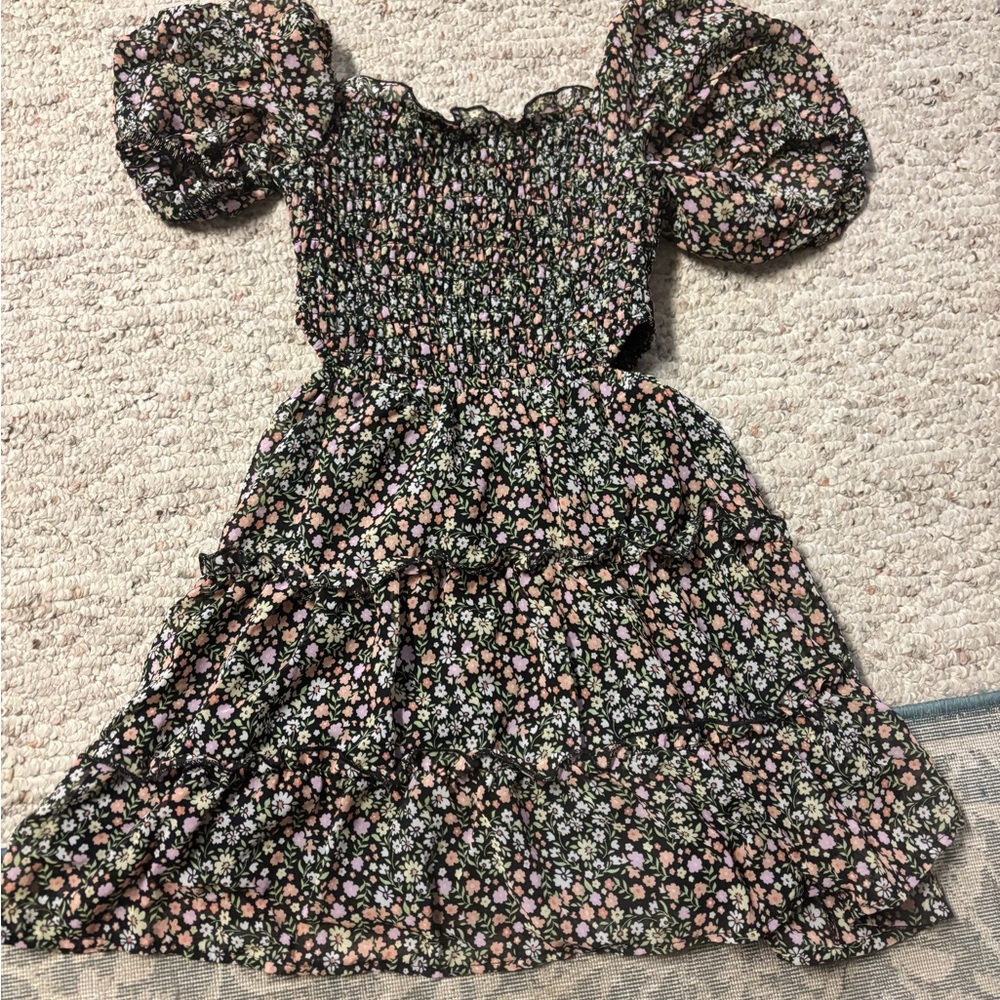 Floral Puff Sleeve Kids Dress
